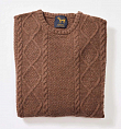 Osborne Lambswool Large Cable Crew Neck Tobacco